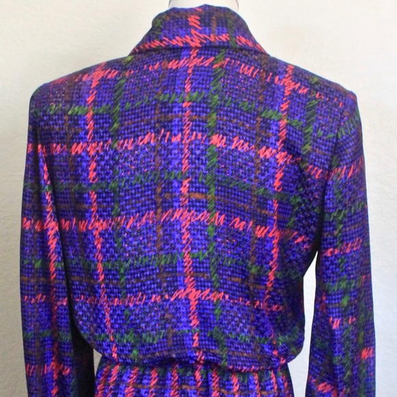 "GIVENCHY NOUVELLE BOUTIQUE" DRESS & SCARF SILK VINTAGE 1980’s IMAGNINES PLAID - Picture 5 of 8